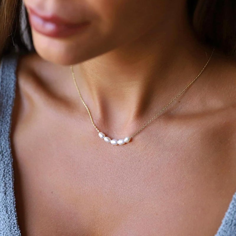 Zeffy Pearl Necklace 4MM/6MM/8MM Dainty Round Imitation Pearl Choker Necklace Wedding Pearl Necklace Delicate Jewelry for Women Simple Bridesmaid Jewelry Gifts - Image 3